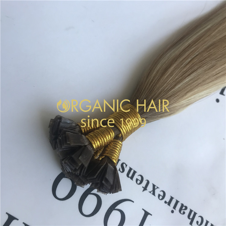 Cuticle aligned hair extensions ombre color flat tip  H95